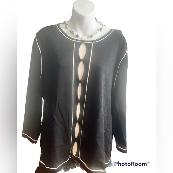 Carducci Black and‎ Ivory vintage Sweater size 2X - Picture 1 of 5
